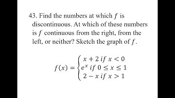 43. Find the numbers at which f is discontinuous. At which of these numbers is f continuous from the