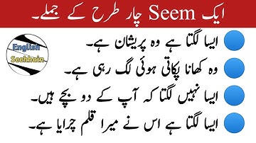 Use of "Seem" in English speaking in Urdu || Seem in English Grammar