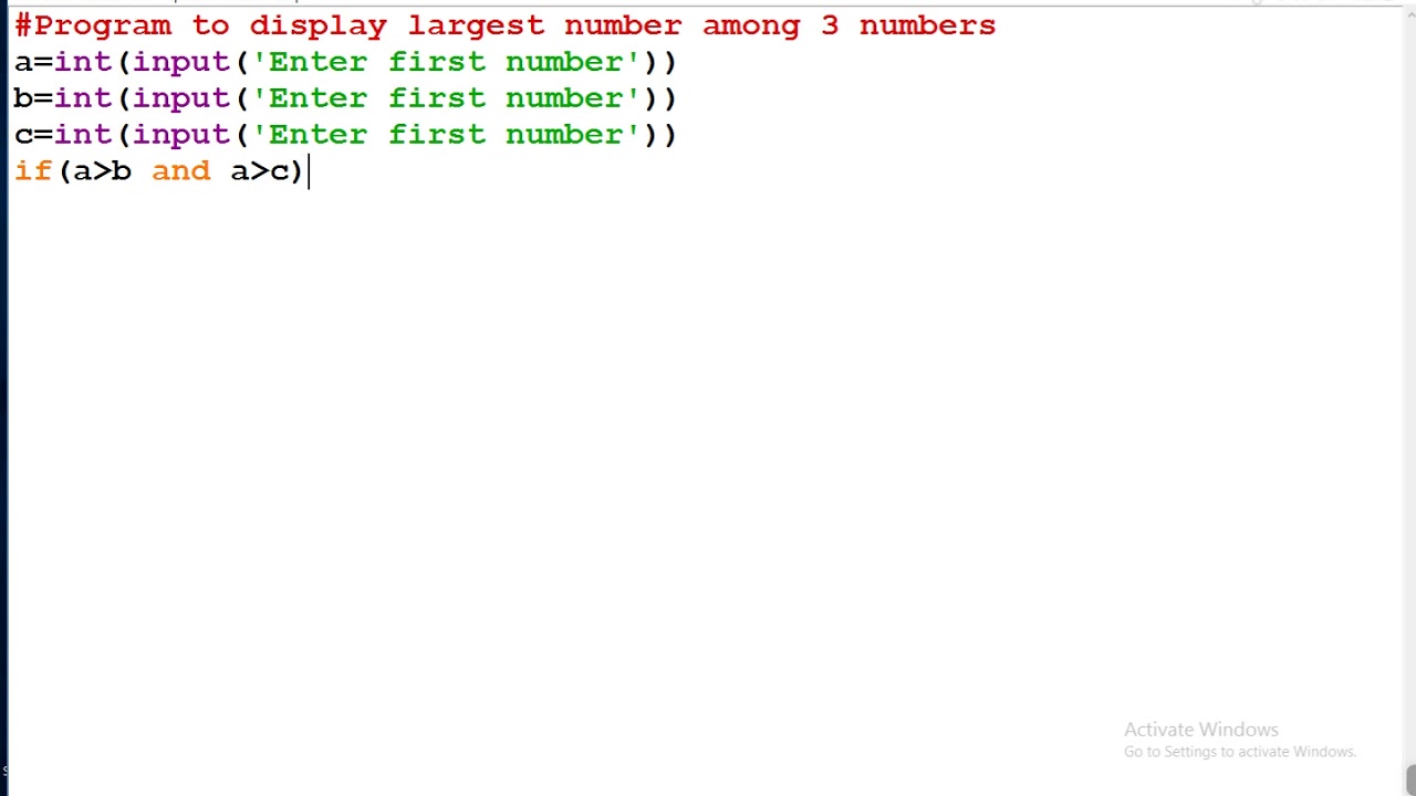 Largest among 3 numbers - YouTube