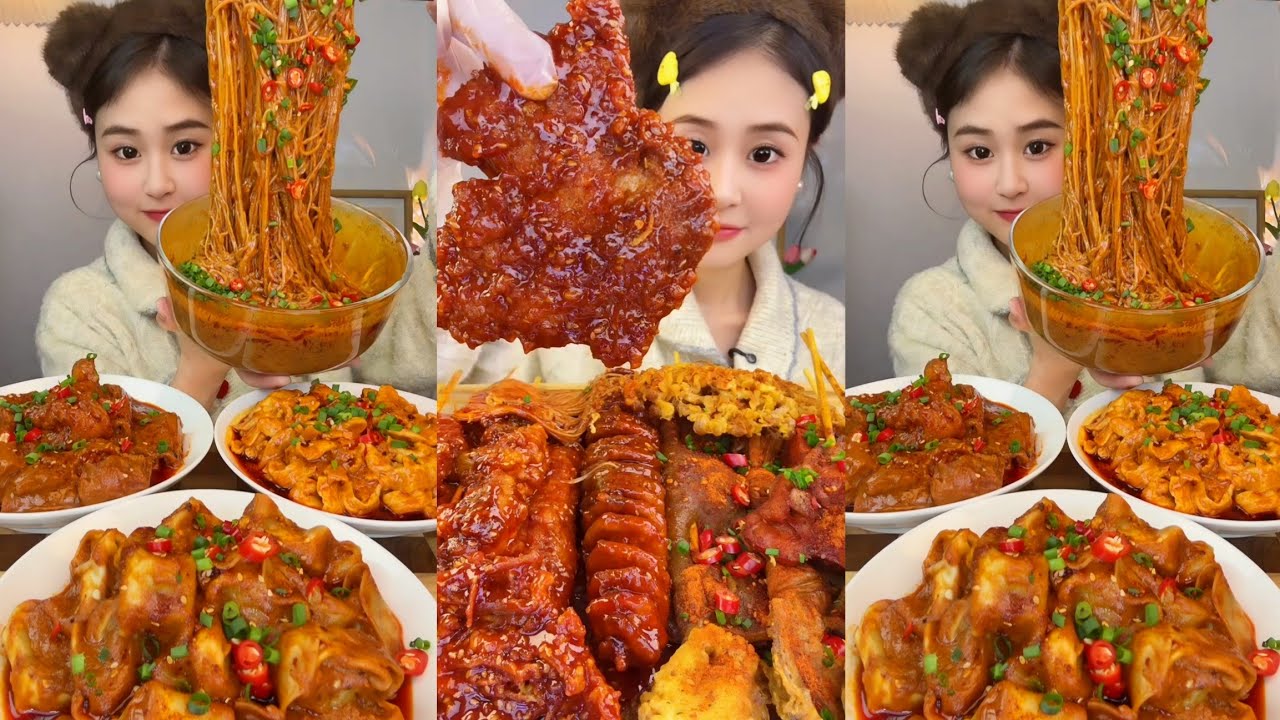 ASMR EATING SPICY AND HOT Korean Noodles 먹방 | Chinese Spicy Food ASMR 중국먹방 | ASMR Eating Video