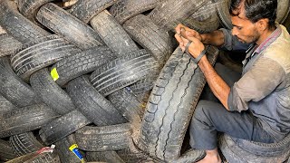 Restoration of Old Tires at Local Tyre Repair Shop. Make Difficult Shapes That Looks Original Tyre.