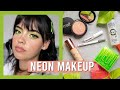 NEON MAKEUP USING NEW PRODUCTS 💚| Glossier, Melt, Huda… | Julia Adams