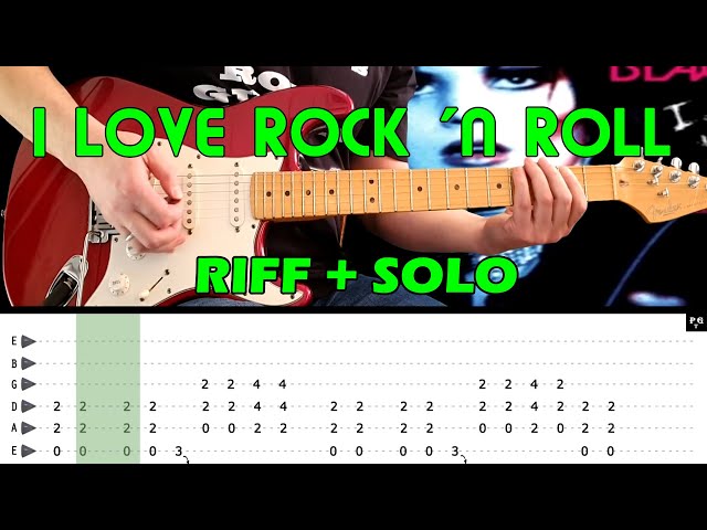 I LOVE ROCK 'N ROLL - Guitar lesson - guitar riff + solo (with tabs) - Joan Jett and The Blackhearts class=