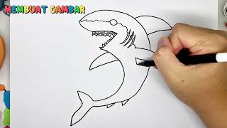 Cara Menggambar Ikan Hiu Mudah dari angka 3 | How to Draw a Shark from number 3 #19