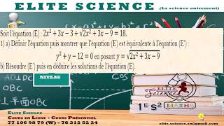1Esmaths Correction Of The Irrational Equation Exercise For 1St Year Science Students