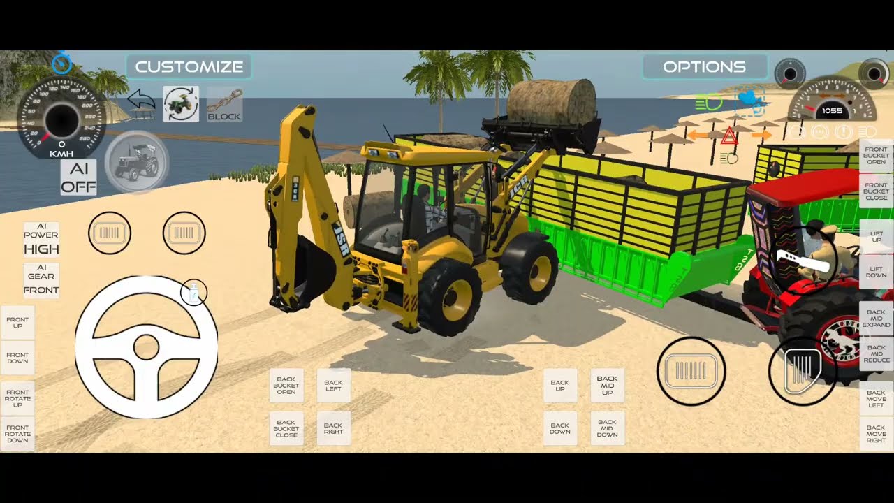 Drive JCB and Uploading Stone From tractor and Dumper Truck in 3d Game  