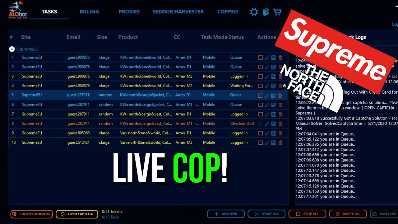 Supreme x TheNorthFace Live Cop! Sneaker Botting 2020 - YouTube