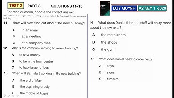 A2 KEY 1   TEST2 PART3 2020