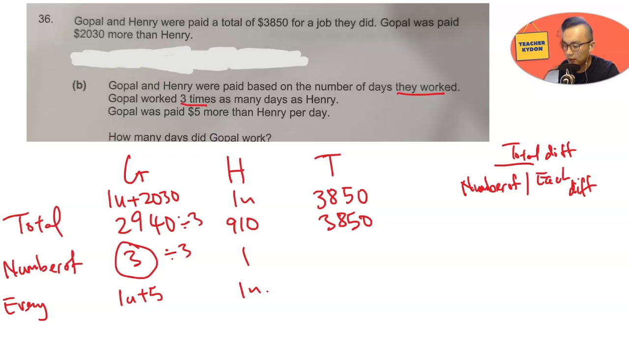 Comparing Difference P6 Math Questions P6 Math - Total difference, Each Difference, Number of - YouTube