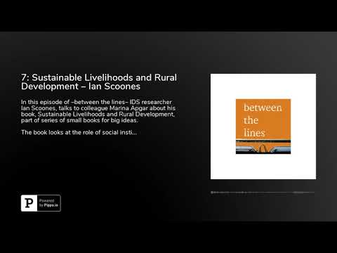 7: Sustainable Livelihoods And Rural Development Ian Scoones