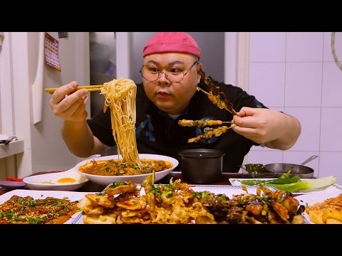 Mukbang Eatingshow [Spicy <strong>Seafood</strong> Noodle <strong>Soup</strong>,Chicken Skewers]