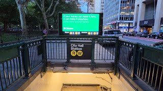 MTA NYC Subway: R160 (R) Train & R46, R68 (W) Train + A Tour of the City Hall Station (AM Rush Hour)