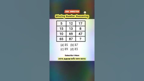 #ssc Missing Number Find Out Reasoning Question //SSC GD CGL #shorts #viral #reasoning #youtube