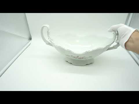 Блюдо для фруктов на ножке с ручками Bernadotte Бледные розы отводка платина (БТФ0945)