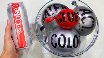 Making Satisfying Coca Cola Slime with Instant Snow & Balloon Cutting!