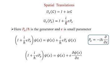 QM 6.03A Infinitesimal unitary transformation, time translation, spatial translation (English)