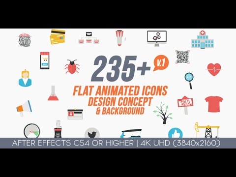 After Effects Template: Flat animated icons / backgrounds / design concepts