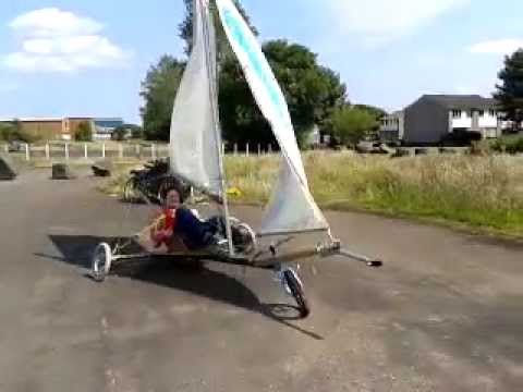 home-made land yacht with two sails - YouTube