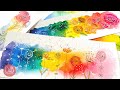 Painting Rainbow Flower Bookmarks Watercolor tutorial - Learn Quick and Easy Painting for Beginners