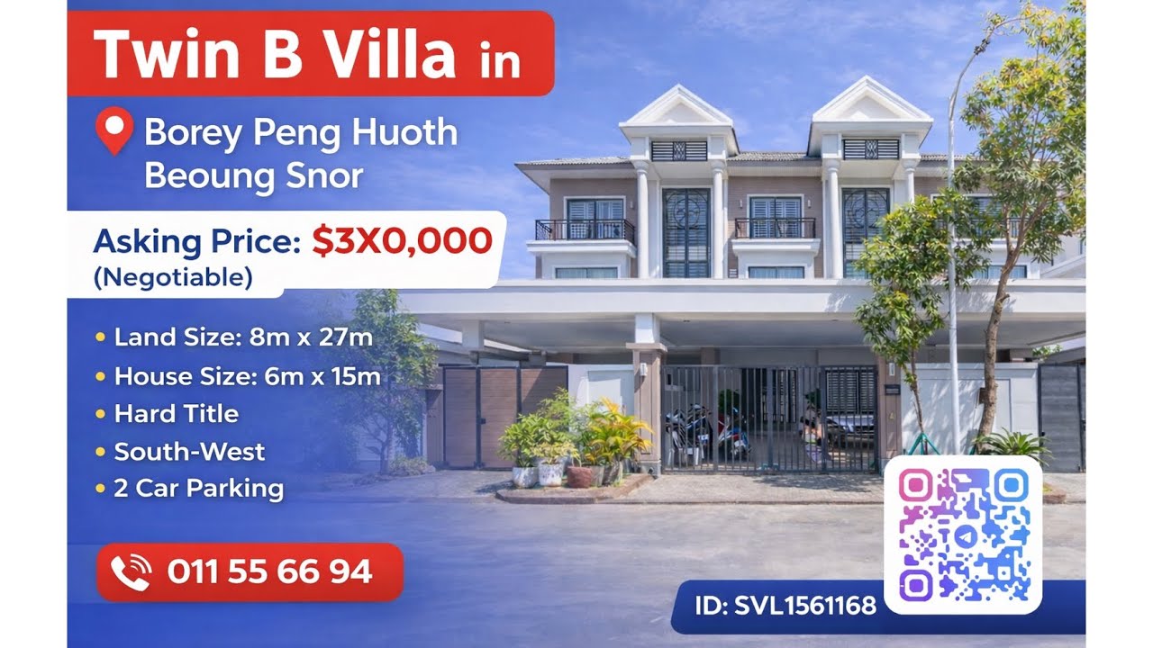 [Twin B Villa For Sale] Borey Peng Huoth Beoung Snor |011 55 66 94|
