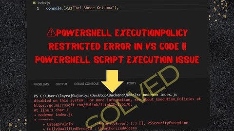 PowerShell ExecutionPolicy Restricted Error In Vs Code || PowerShell Script Execution Issue