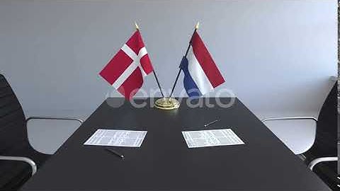 Flags of Denmark and Netherlands on the Table | Motion Graphics - Envato elements