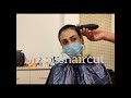 Girl Headshave In Barbershop By Barber