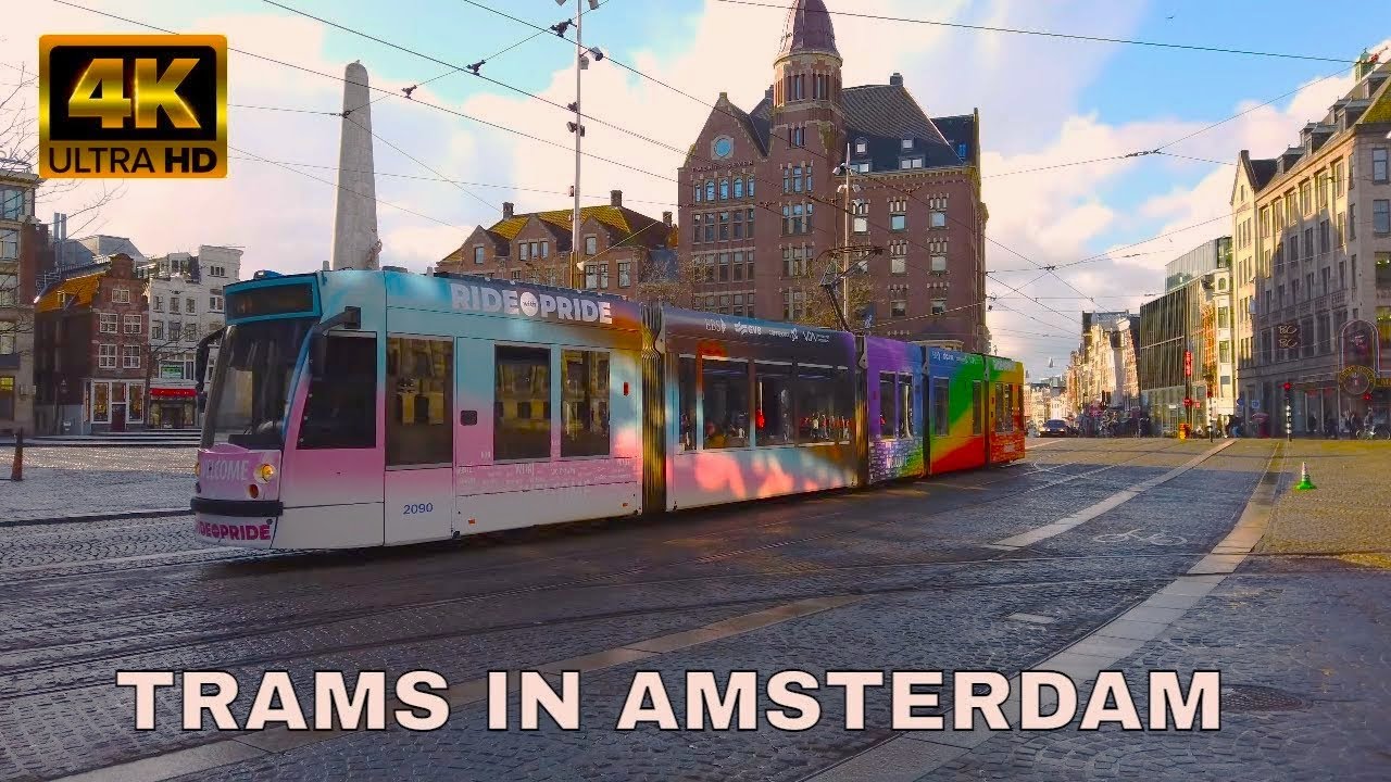🇳🇱Trams in Amsterdam,Netherlands 4K