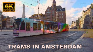 🇳🇱Trams in Amsterdam,Netherlands 4K
