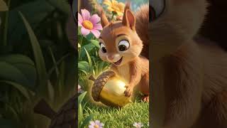 🐿️🌰 Squirrel's Golden Acorn Adventure | Cute Cartoon for Kids #Shorts #viral