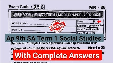 Ap 9th class SA-1 Social Studies 💯 Real Question Paper-2025-26
