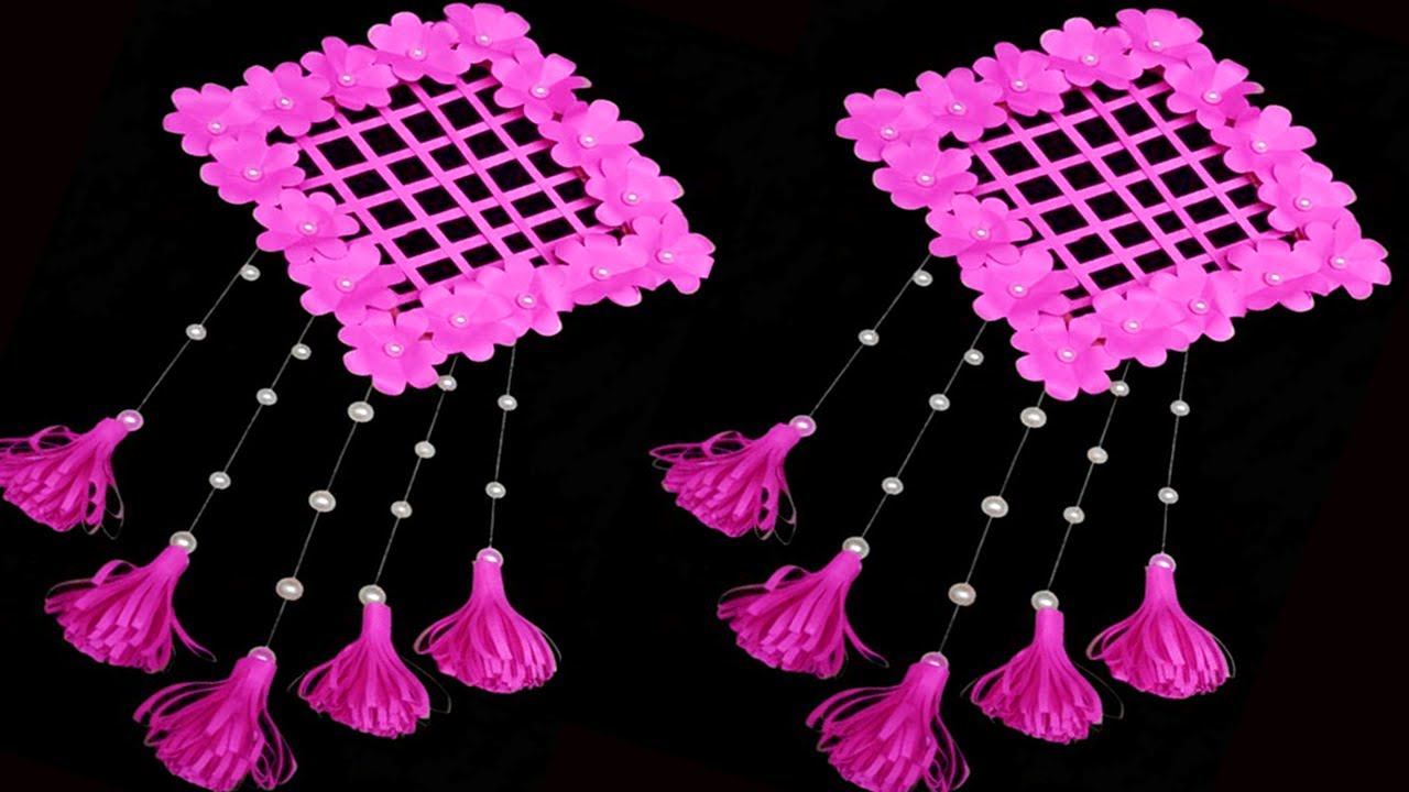 Beautiful Pink Flower Wall Hanging | Easy DIY Paper Tassel Decoration | Home Decor Craft