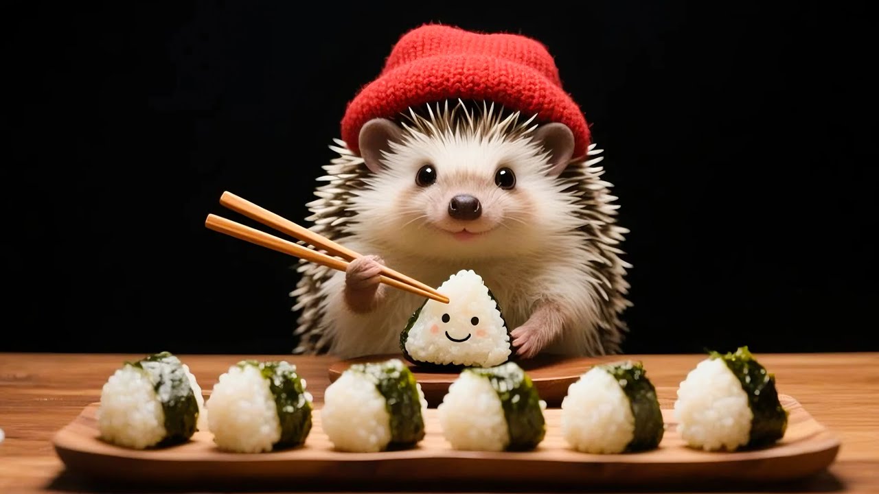 韓国風おにぎりを手作りするハリネズミちゃん！ASMRモッパンが超かわいい！