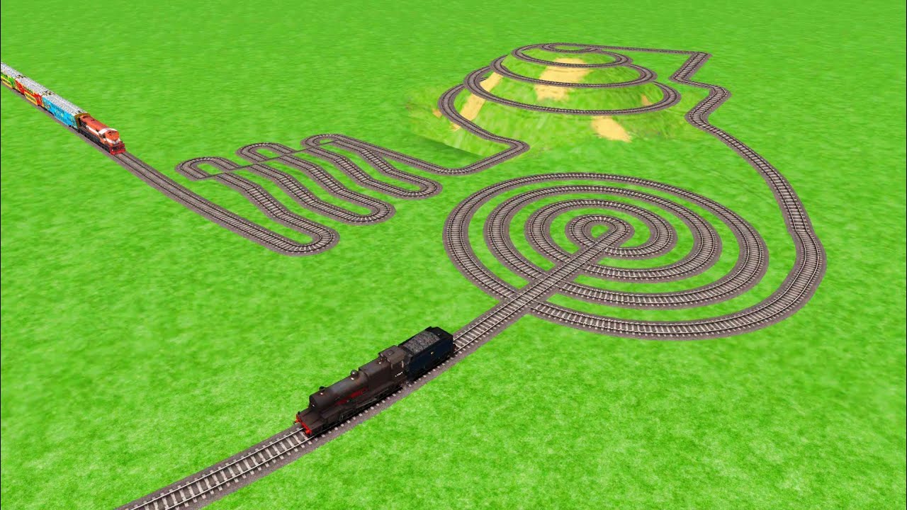 STEAM ENGINE VS DOUBLE DECKER COACH COUPLING 😱 BUMPY TRACKS RAILROAD RAILWORK BEANG DRIVE 