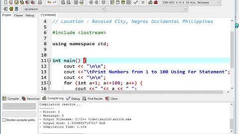 Print Numbers from 1 to 100 Using For Statement in C++