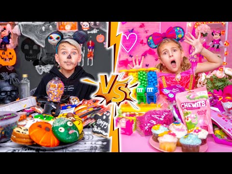 Five Kids Black vs Pink Mysterious Halloween Challenge