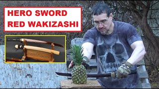 Hero Sword Red Damascus Wakizashi 130 Deadly Back-Up Sword Of The Samurai, Close Combat Weapon