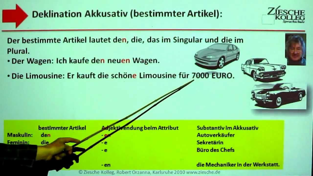 1 38 A1 Kap01 Deklination Akkusativ Bestimmter Artikel Youtube