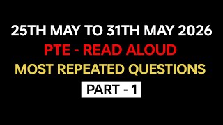 PTE Read Aloud (Part-1) May 2026 - Exam Prediction | Read Aloud PTE 2026 #pte