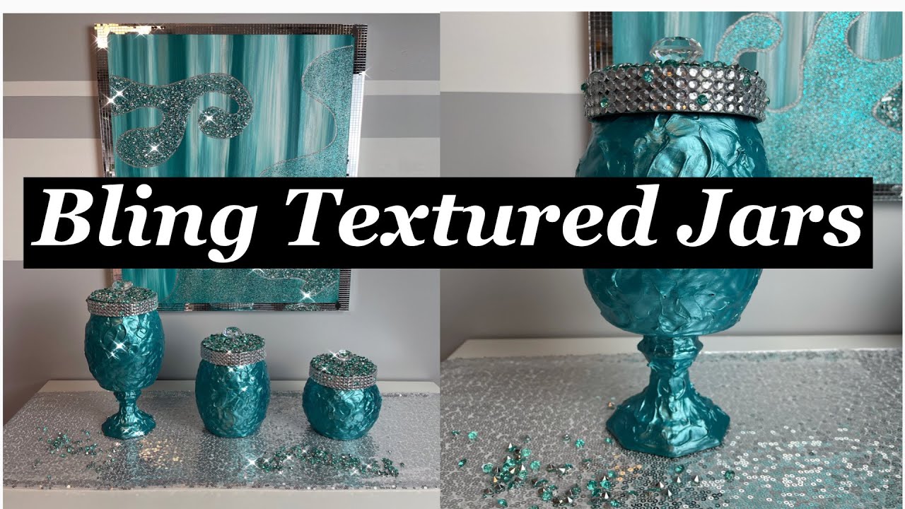 DIY Textured Teal Canister Jars