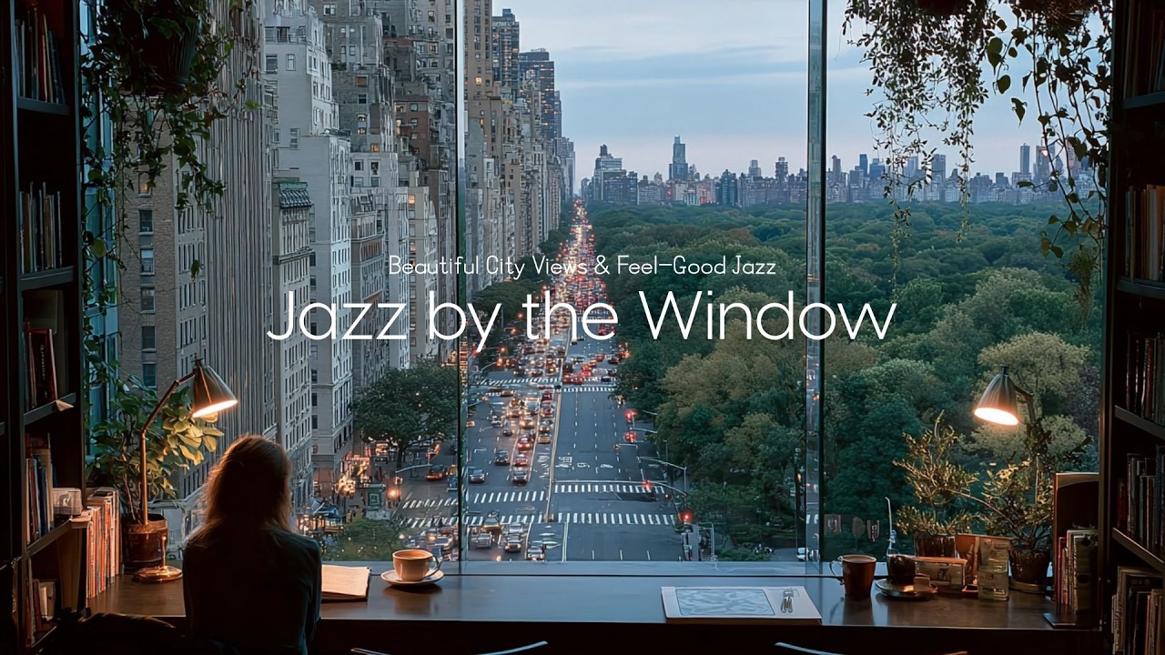 창밖 뉴욕 도시 풍경, 카페 창가에 흐르는 재즈 🎷 | Feel-Good City Jazz