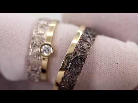 Обручальні кільця з візерунком від EliteGold Verena розміри 17.5 і 20.5 910108782, видео 1