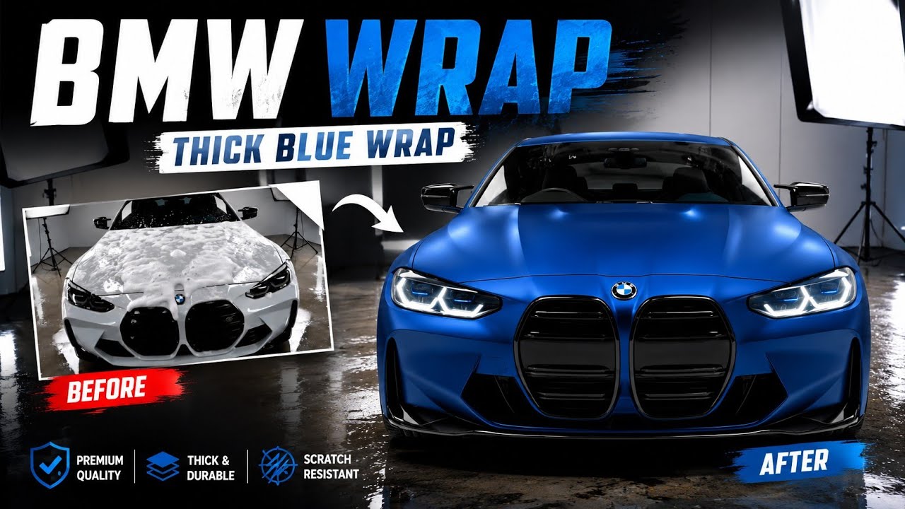 Thick Blue Wrap on BMW! 🔥 Full Transformation