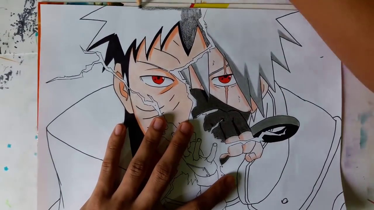 Desenhos & Animes - Desenho básico Kakashi vs Obito ~Inplay