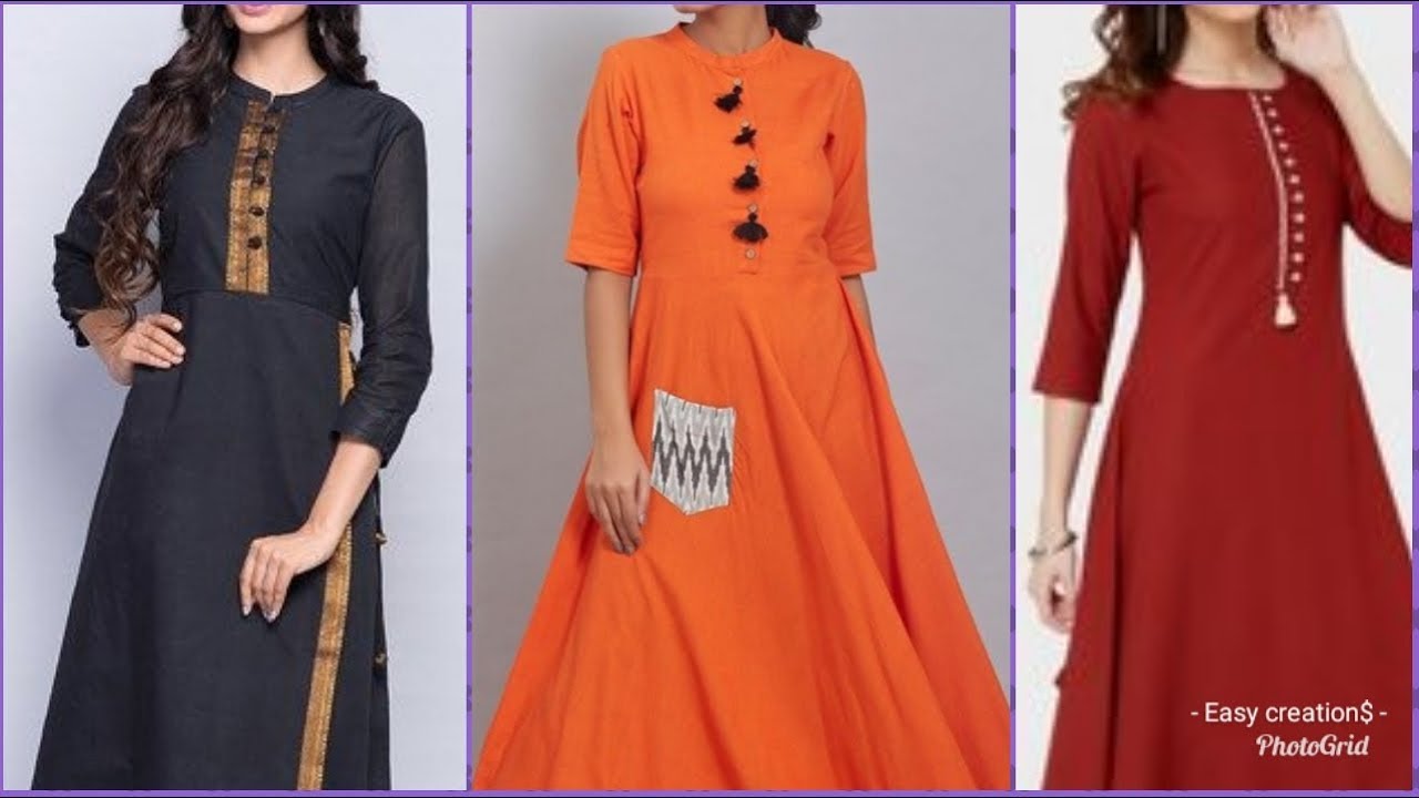 Convert plain fabric into kurti,stylish plain kurti designs,plain ...