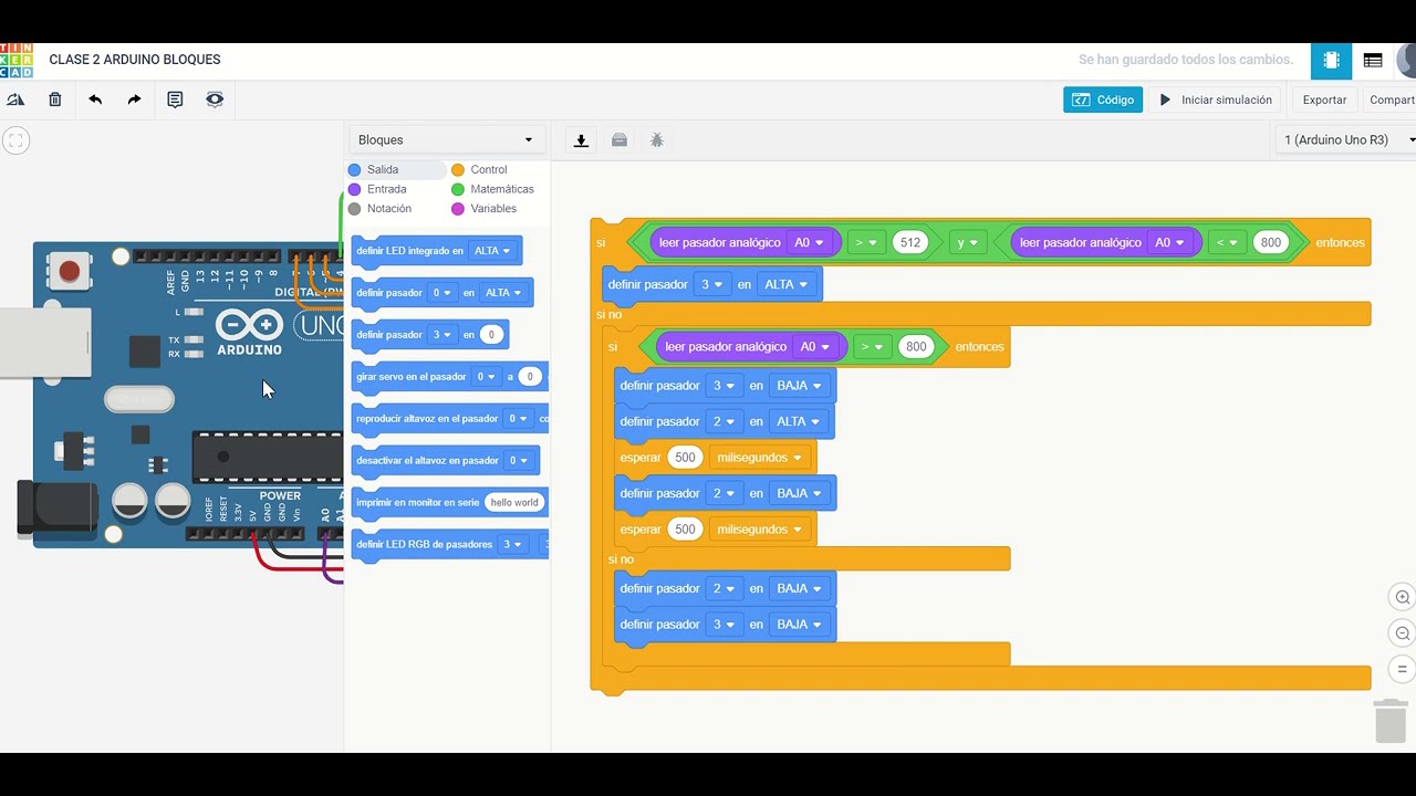 Analog input Alarm Arduino Blocks Tinkercad - YouTube