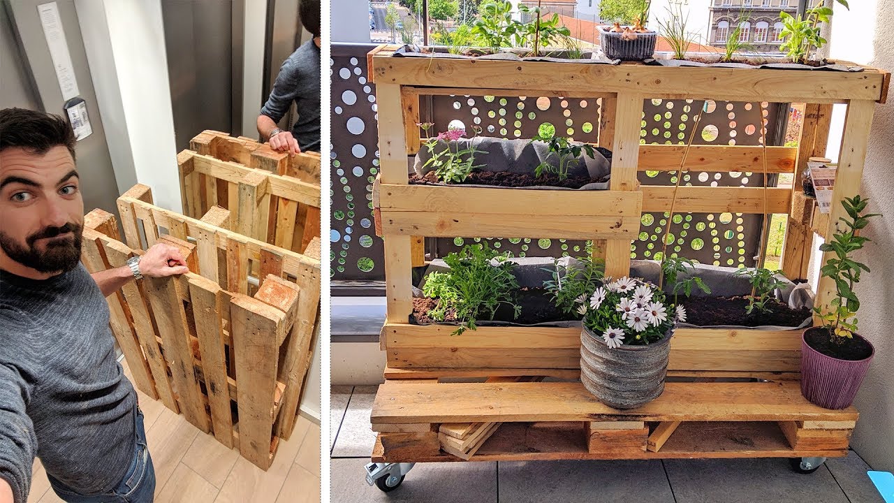 Jardin vertical 2.0 en palettes sur roulettes - YouTube