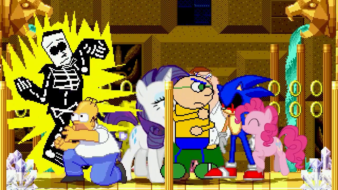 AN Mugen Request #853: Homer, DeeBeeKaw, JoshGeary, Peter VS Sonic.exe, Pinkamena, Rarity, Spongebob