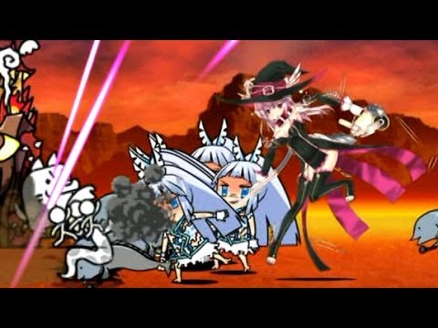 ミリオンアーサーコラボキャラ ニムエ&弱酸性エル紹介【にゃんこ大戦争】 - YouTube