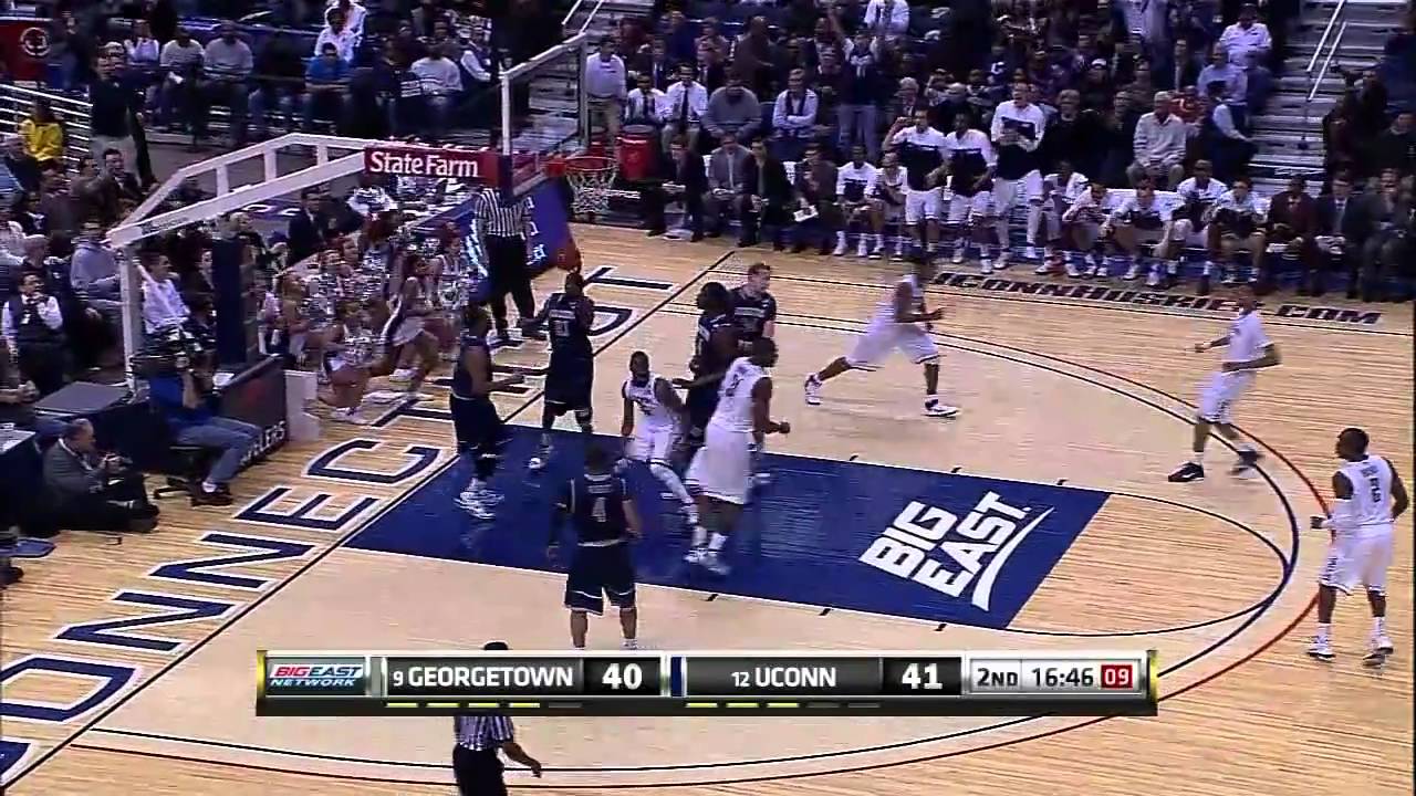 UConn's Kemba Walker Gets His Own Rebound Off The Glass For The Sweet Putback Over Georgetown